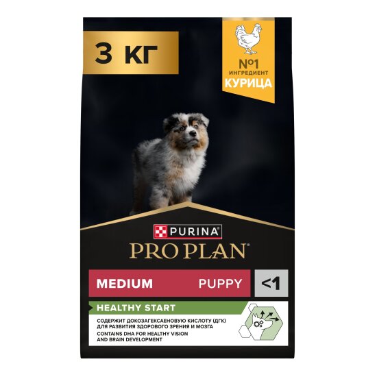 PRO PLAN сухой корм для щенков средних пород, курица, 3 кг