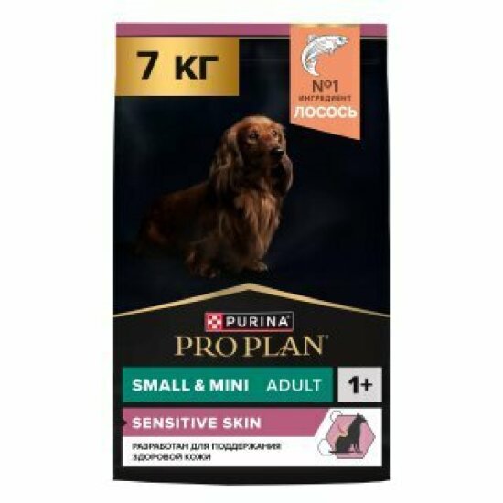 PRO PLAN Sensitive Skin сухой корм для взрослых собак мелких и карликовых пород с чувствительной кожей, лосось, 7 кг за 1 кг