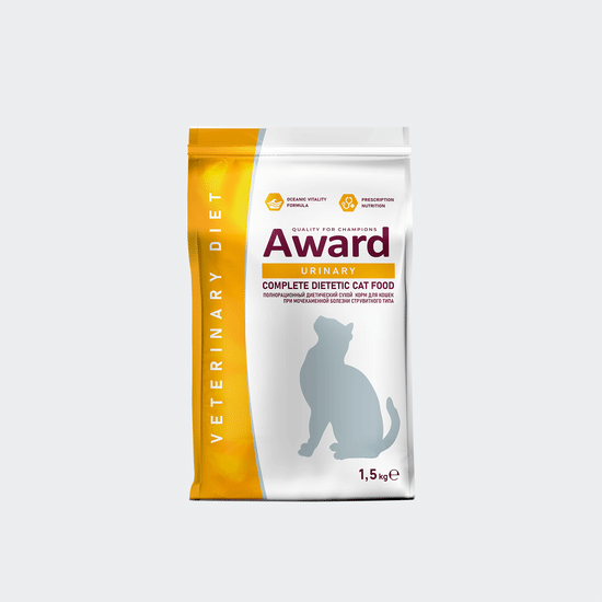 AWARD Veterinary Diet Urinary диетический сухой корм для взрослых кошек при мочекаменной болезни струвитного типа, 400 г