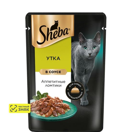 Sheba пауч для взрослых кошек, ломтики в соусе с уткой, 75 г