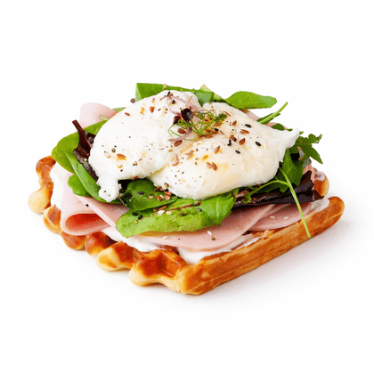 Вафля с Ветчиной и Яйцом Пашот