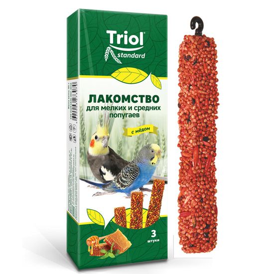 Triol Standard лакомство для мелких и средних попугаев с мёдом, 3 шт, 80 г