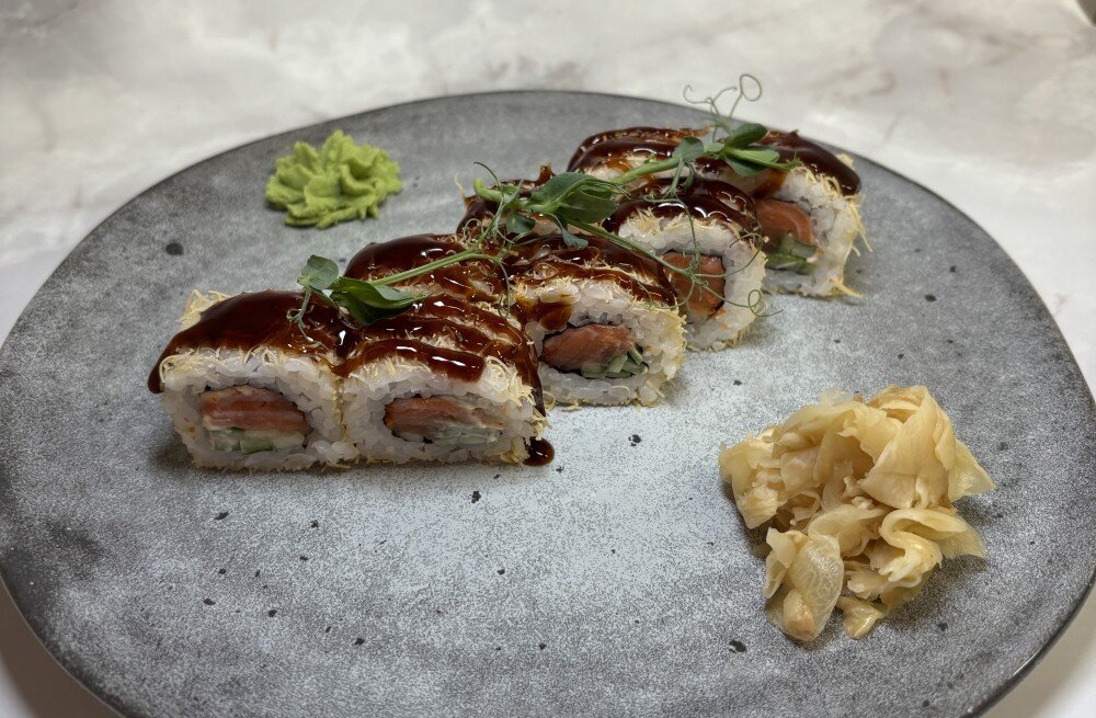 Хрустящий лосось с катаифи