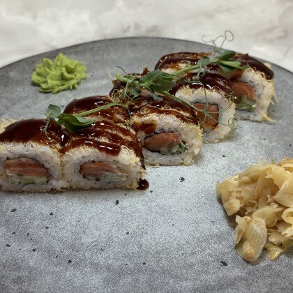 Хрустящий лосось с катаифи