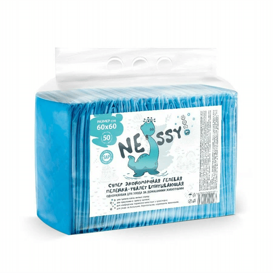 NESSY пелёнка впитывающая одноразовая гелевая, 60×60 см, 480 мл, упаковка 110 шт за 1 шт