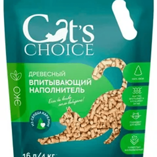 Cat's Choice наполнитель древесный впитывающий, 16 л/4 кг за 1 кг
