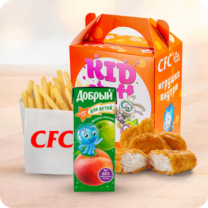 КидСтафф для мальчика с наггетсами и персиковым соком