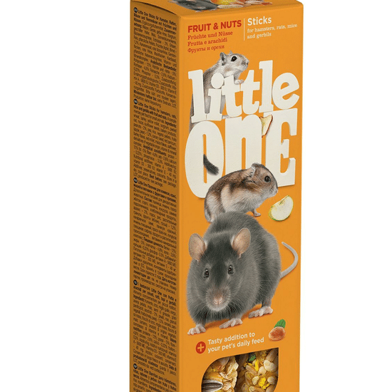 Little One палочки для хомяков, крыс, мышей и песчанок с фруктами и орехами, коробка 120 г