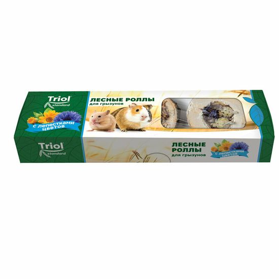 Triol Standard лакомство для грызунов «Лесные роллы» с лепестками цветов, 4 шт, 70 г