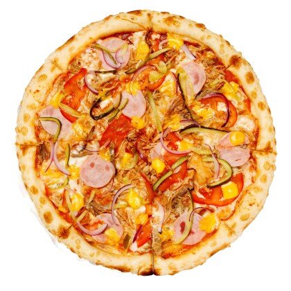 С рваной свининой, ветчиной и маринованными огурцами