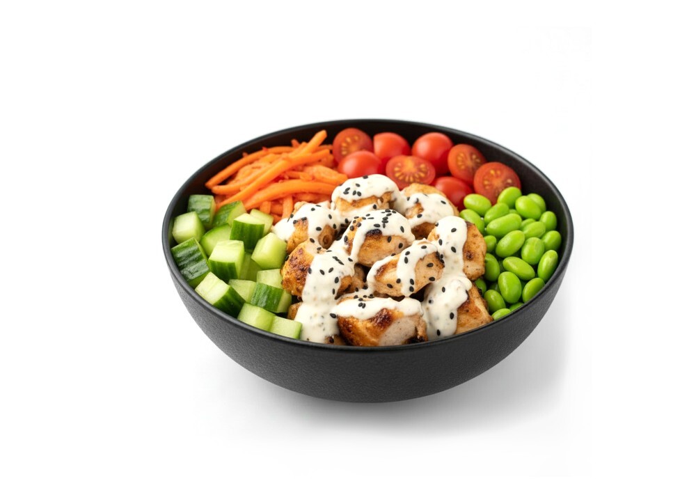 Поке с чесночным цыпленком