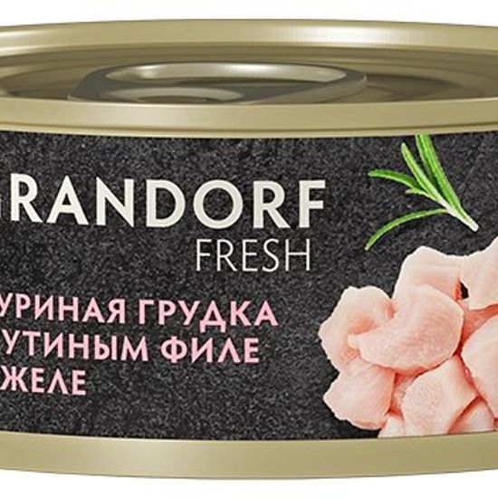 GRANDORF Fresh консервы для кошек, куриная грудка с утиным филе в желе, 70 г (3618)