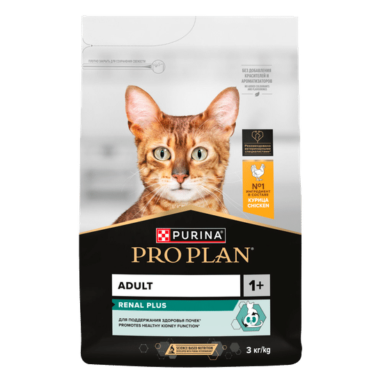 PRO PLAN Adult сухой корм для взрослых кошек, курица, 3 кг