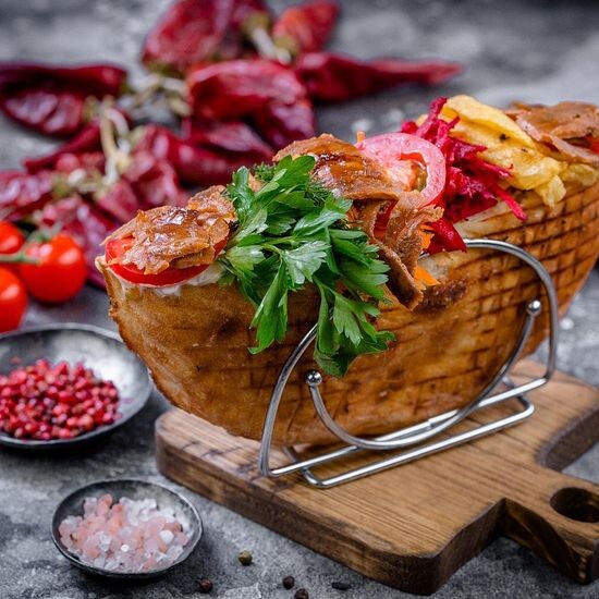 Шаурма курица+ягненок в лепёшке