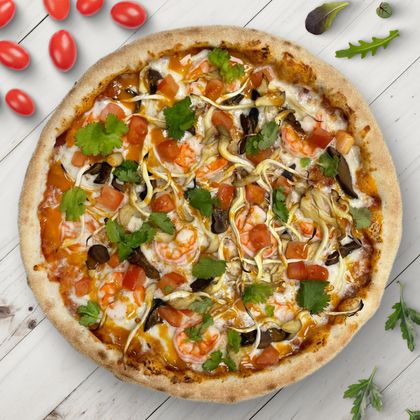 Пицца Том ям с креветками