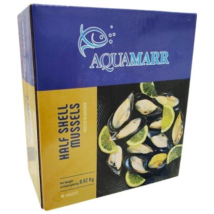 Мидии на 1/2 раковине варёно-мороженые, инд. заморозки 30-40 шт/кг (Китай) 1 кг