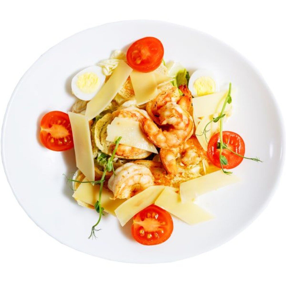 Салат Цезарь с креветками