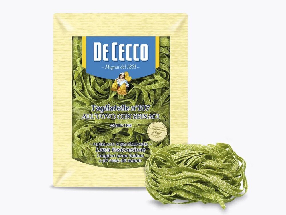 Паста De Cecco №107 Тальятелле со шпинатом с добавлением яйца
