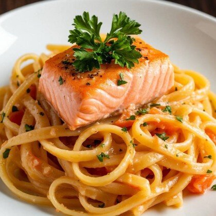 Фетучини с сёмгой