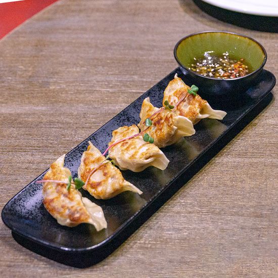 Гедзе с курицей и креветками