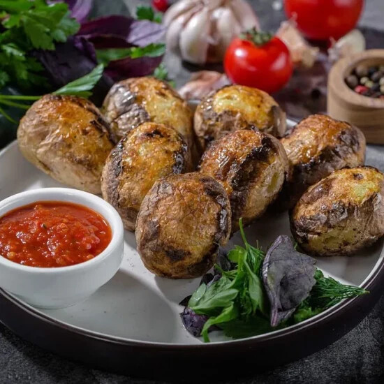 Шашлык из картофеля с салом