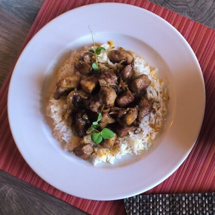 Свинина в соусе терияки с рисом басмати