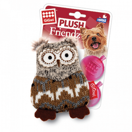 GiGwi Plush Friendz игрушка для собак «Сова» со сменными пищалками, 10 см