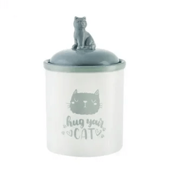 Mr.Kranch Hug Your Cat бокс керамический для хранения корма для кошек, 1650 мл, бело-серый