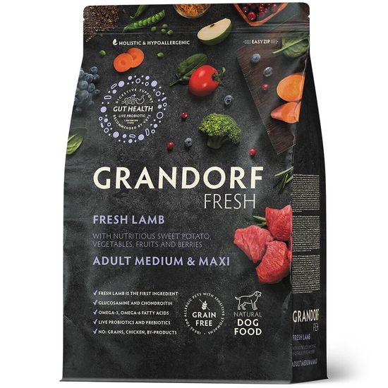 GRANDORF Fresh & Maxi Lamb & Sweet Potato корм собак средних и, ягнёнок с бататом, 1 кг (2857)