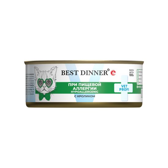 Best Dinner VET PROFI Hypoallergenic консервы для котят и кошек, кролик, 100 г
