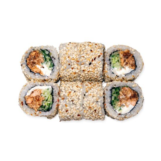 Ролл жареный лосось с кунжутом