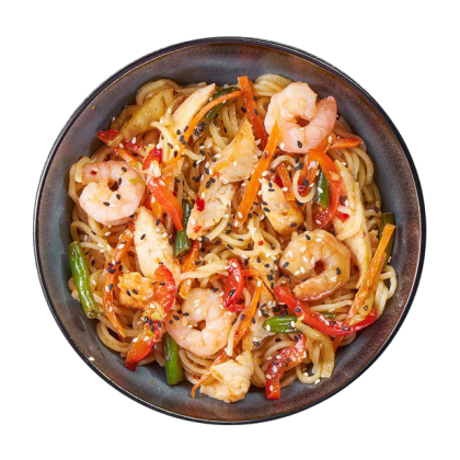Вок с Курицей и Креветкой в Соусе Чили