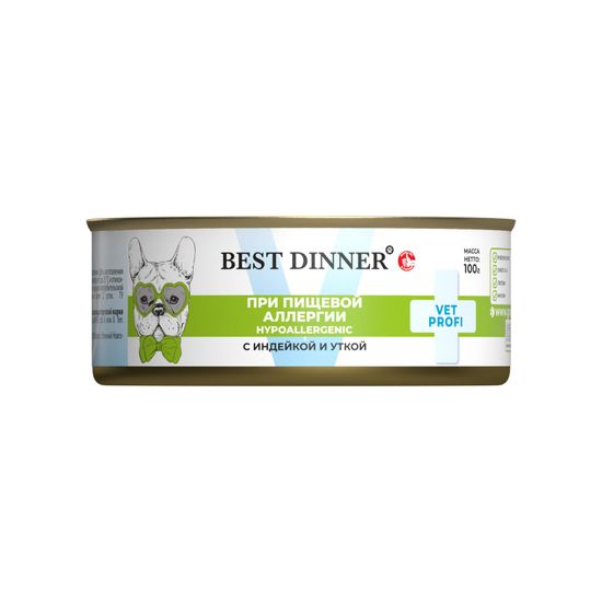 Best Dinner Vet Profi Hypoallergenic консервы для собак, индейка и утка, 340 г