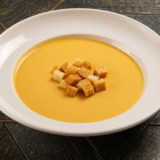 Сырный суп-пюре с гренками