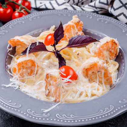 Паста с тигровыми креветками
