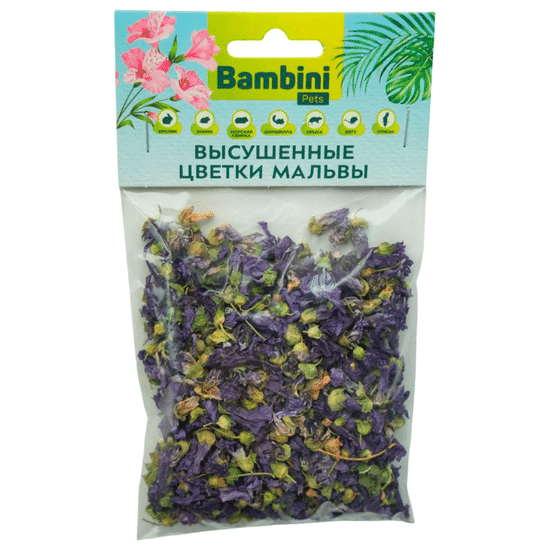 Bambini Pets лакомство для грызунов и кроликов, высушенные цветки мальвы, 10 г