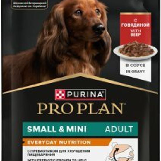 PRO PLAN пауч для взрослых собак мелких и карликовых пород, говядина в соусе, 85 г