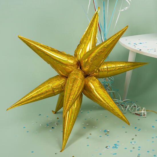 ≈ 66 см, Фигура 3D, Звезда, Составная, Золото, Голография