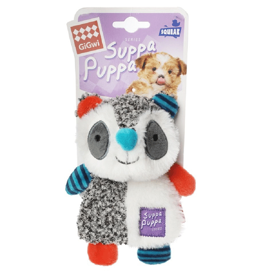 GiGwi Suppa Puppa игрушка для собак мелких пород «Енот» шуршащая с пищалкой, 17 см