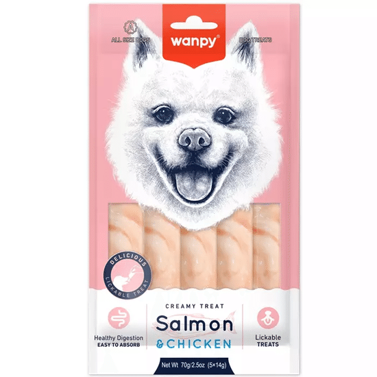 Wanpy Dog крем-лакомство для собак «Нежное пюре» из лосося и курицы, 70 г