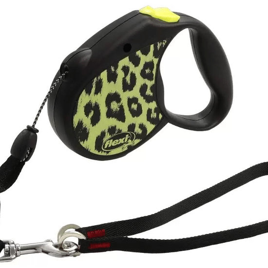 Flexi Safari Leopard рулетка тросовая для собак до 12 кг, размер S (1), 5 м, жёлтая