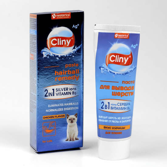 Cliny паста для кошек для выведения шерсти, курица, 75 мл