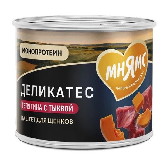 Мнямс Деликатес консервы для щенков всех пород «Асадо по-аргентински», паштет из телятины с тыквой, 400 г