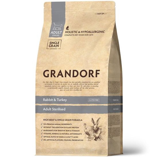 GRANDORF Rabbit & Turkey Sterilised сухой корм для стерилизованных кошек, кролик с индейкой, 2 кг (1249)