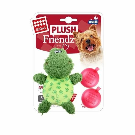 GiGwi Plush Friendz игрушка для собак «Лягушка» с пищалкой, 10 см