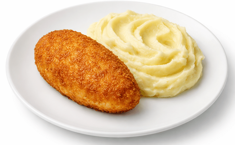 Картофельное пюре с куриной котлетой