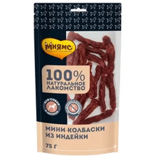 Мнямс На каждый день лакомство для собак, мини-колбаски из индейки, 75 г