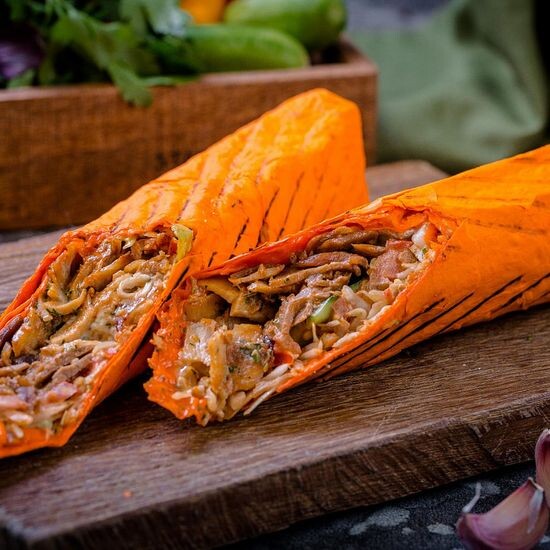 Мега МИКС курица+телятина+ягнёнок шаурма в сырном лаваше