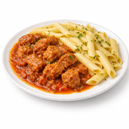 Макароны отварные с мясным гуляшом