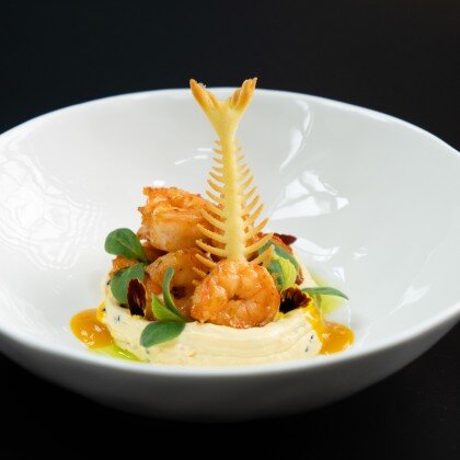 Креветки с манговым муссом